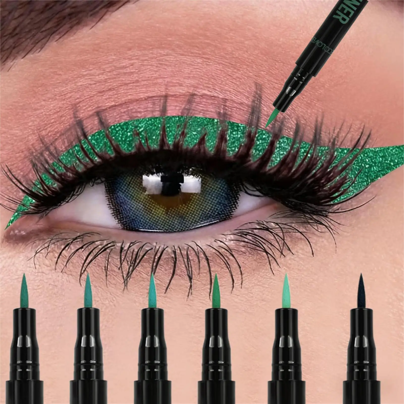 1 Stück grüner flüssiger Eyeliner, langlebig, schnell trocknend, sanfte Anwendung, Eyeliner zur Augenmodifikation