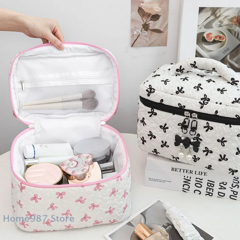 

Bowknot Cosmetic Bag Multifunctional Storage Bag Large Capacity Travel Cosmetic Bag Ladies Cosmetic Bag