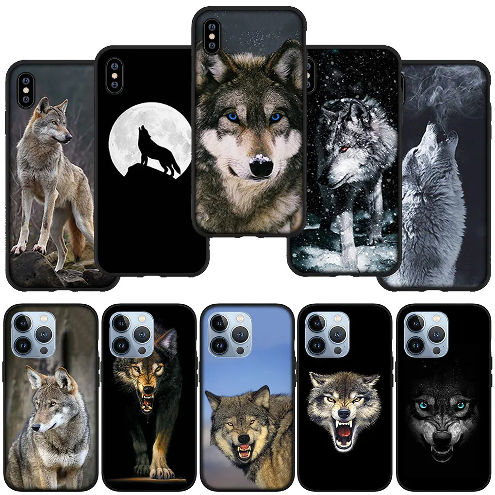 Stalking Wolf Art Soft Cover Casing for iPhone 16 15 14 13 12 Mini Pro XS Max X XR 7 8 Plus + 15+ Phone Case