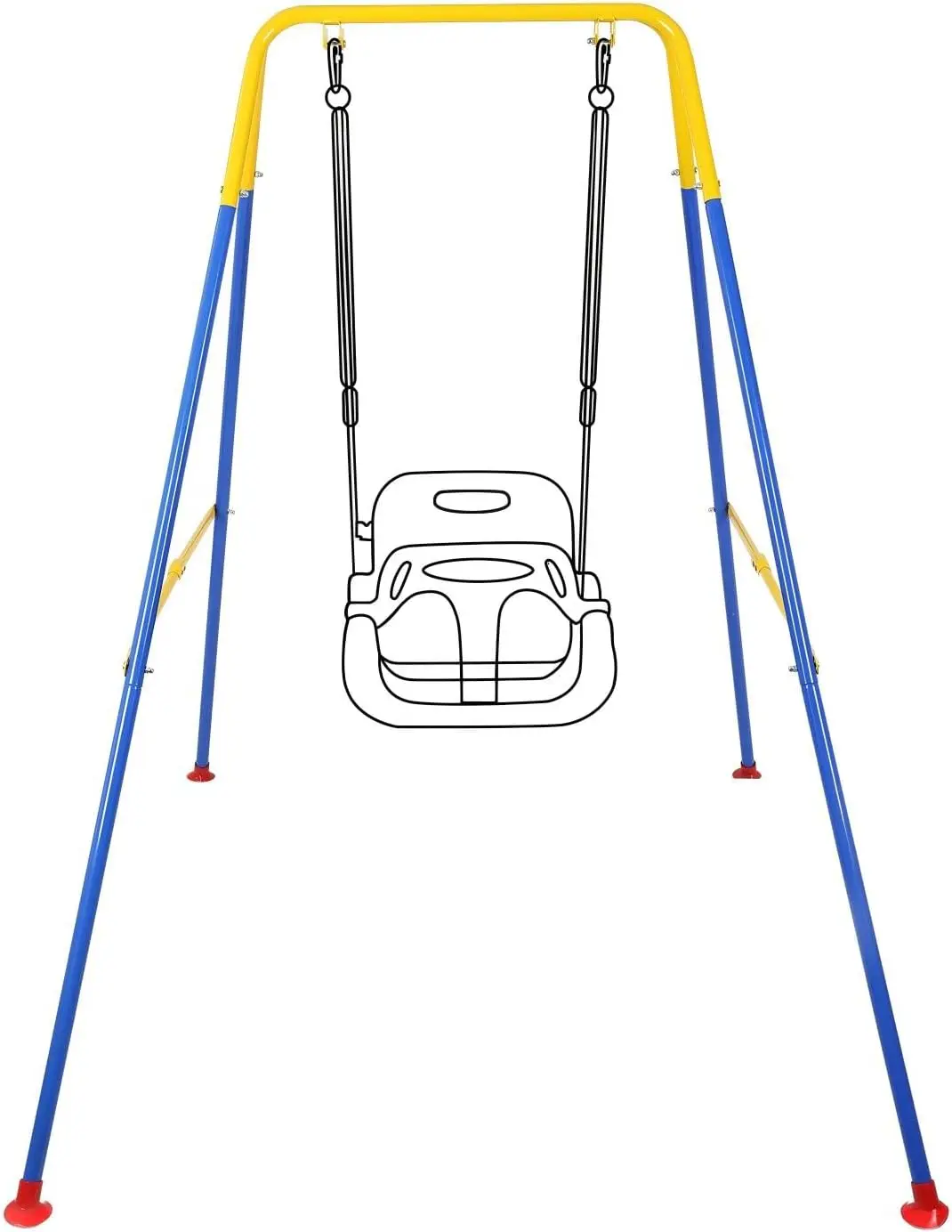 

Foldable A-Frame Metal Swing Stand for Kids, Portable Indoor Outdoor Use with Carabiners