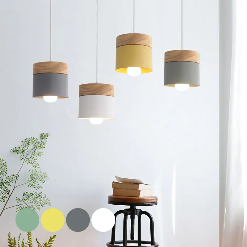 

LED Wood Pendant Light Modern Nordic Pendant Lamp LED pendant lighting Bedroom Bedside Study Corridor Hotel pendant lamps