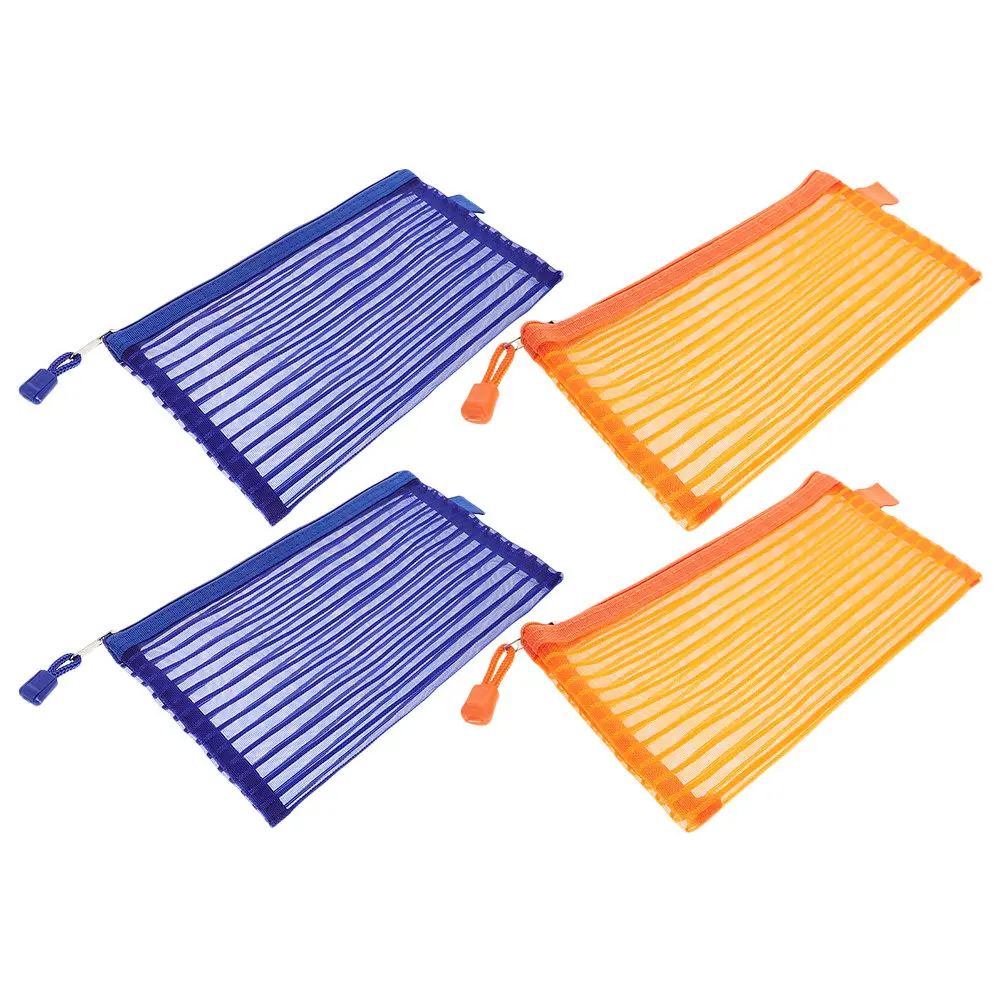 

4Pcs Aluminum Alloy Polyester Zipper Pouch Clear Visible File Organizer for Documents Stationery Cosmetics Toiletries Storage
