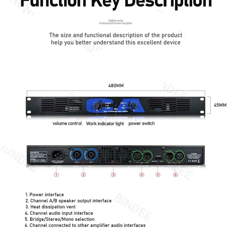 

KYYSLB High-power Pure Rear 2*600W Professional Digital Amplifier Stage KTV Stage D-Class Sound Equipment/Amplifiers/Speakers