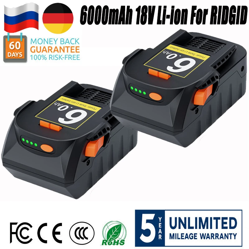 BATTOOL 6000mAh 18V lithium batter For RIDGID R840083 R840085 R840086 R840087 Rechargeable Power Tool Battery For AEG Series L30