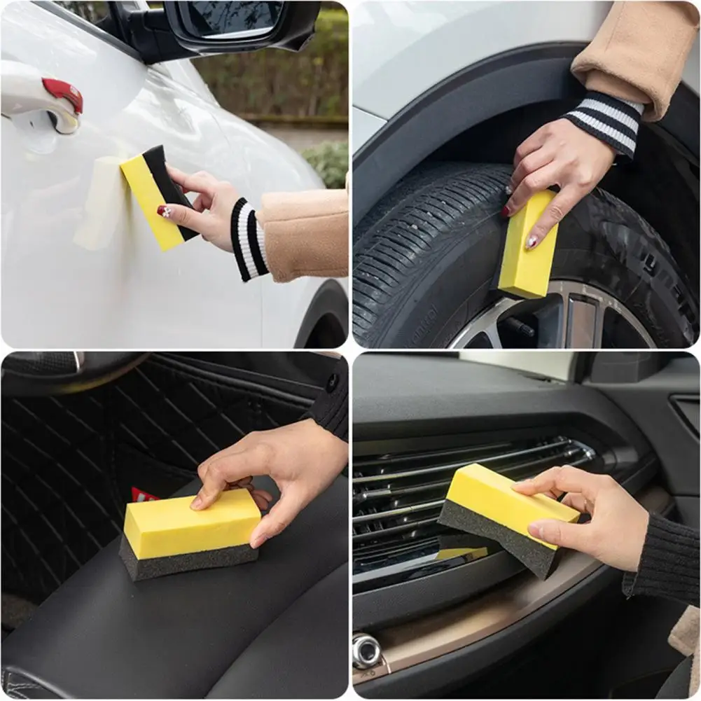 Tire Foam Pads Efficient Car Sponge Set for Fast Decontamination Tire Care Soft Eva Composite Tire Brush Waxing Applicator 4pcs