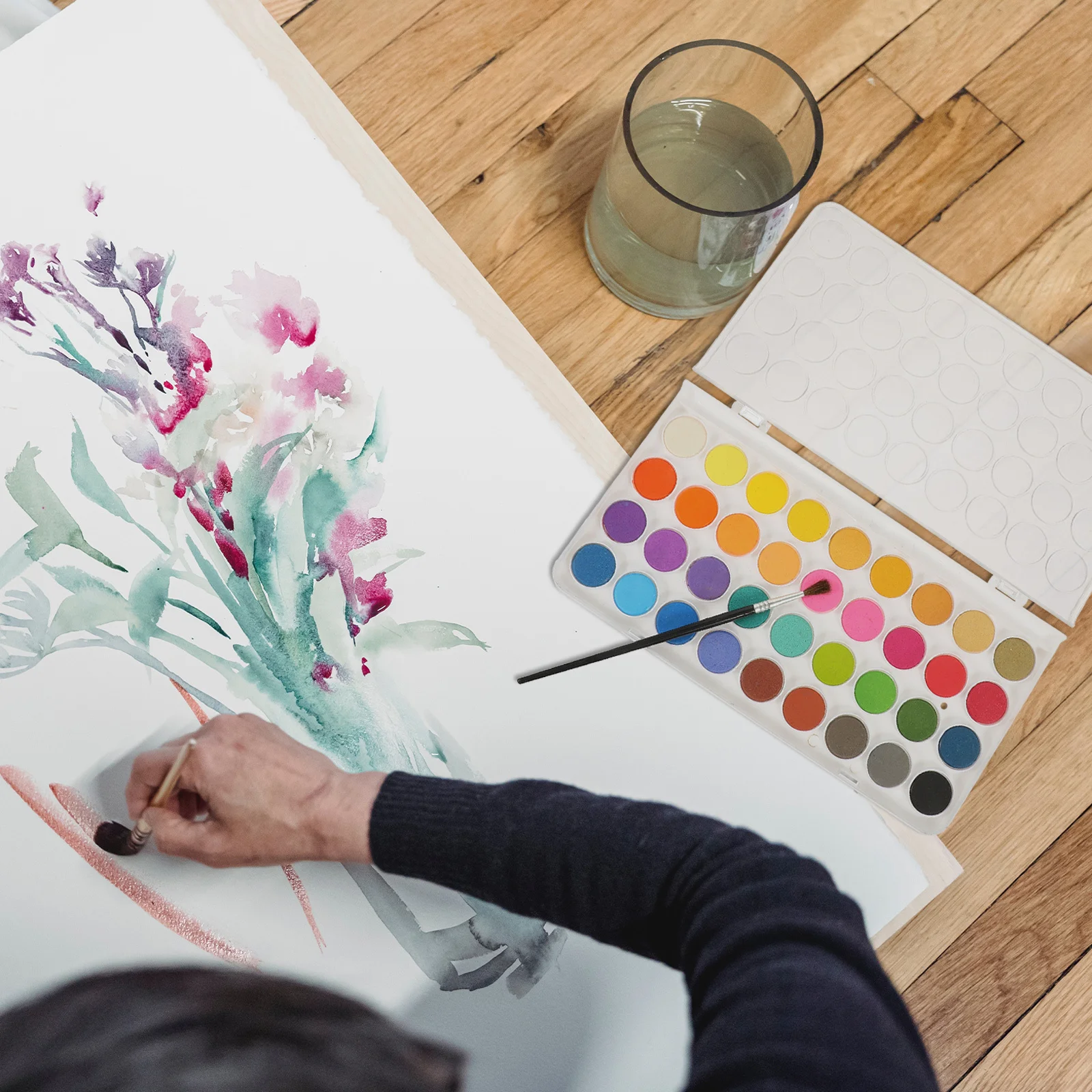 

1Set Watercolor Pigment Kit Portable Bright Vivid Colors Quick Drying for Kids Travel Sketching Drawing Supplies Painting