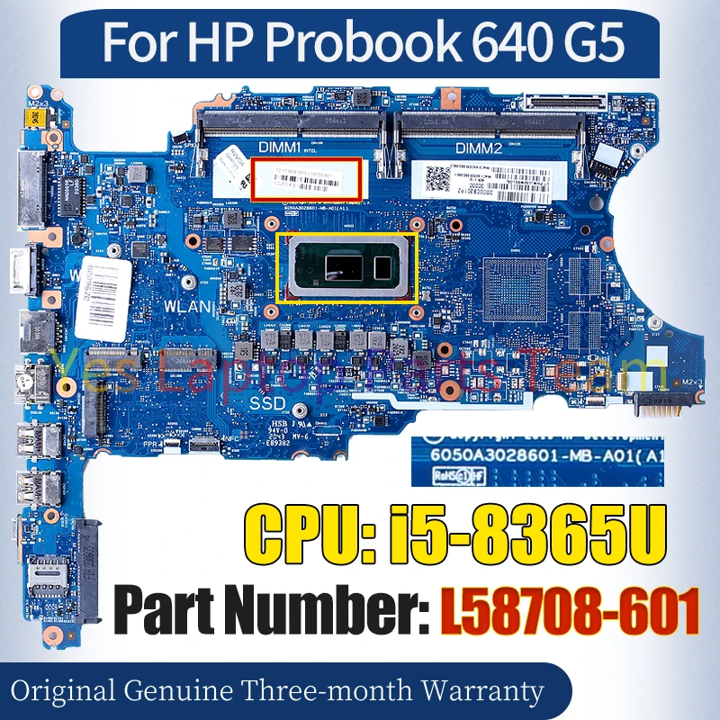 6050A3028601 For HP Probook 640 G5 Laptop Mainboard L58708-601 SRF9Z i5-8365U 100％ Tested Notebook Motherboard