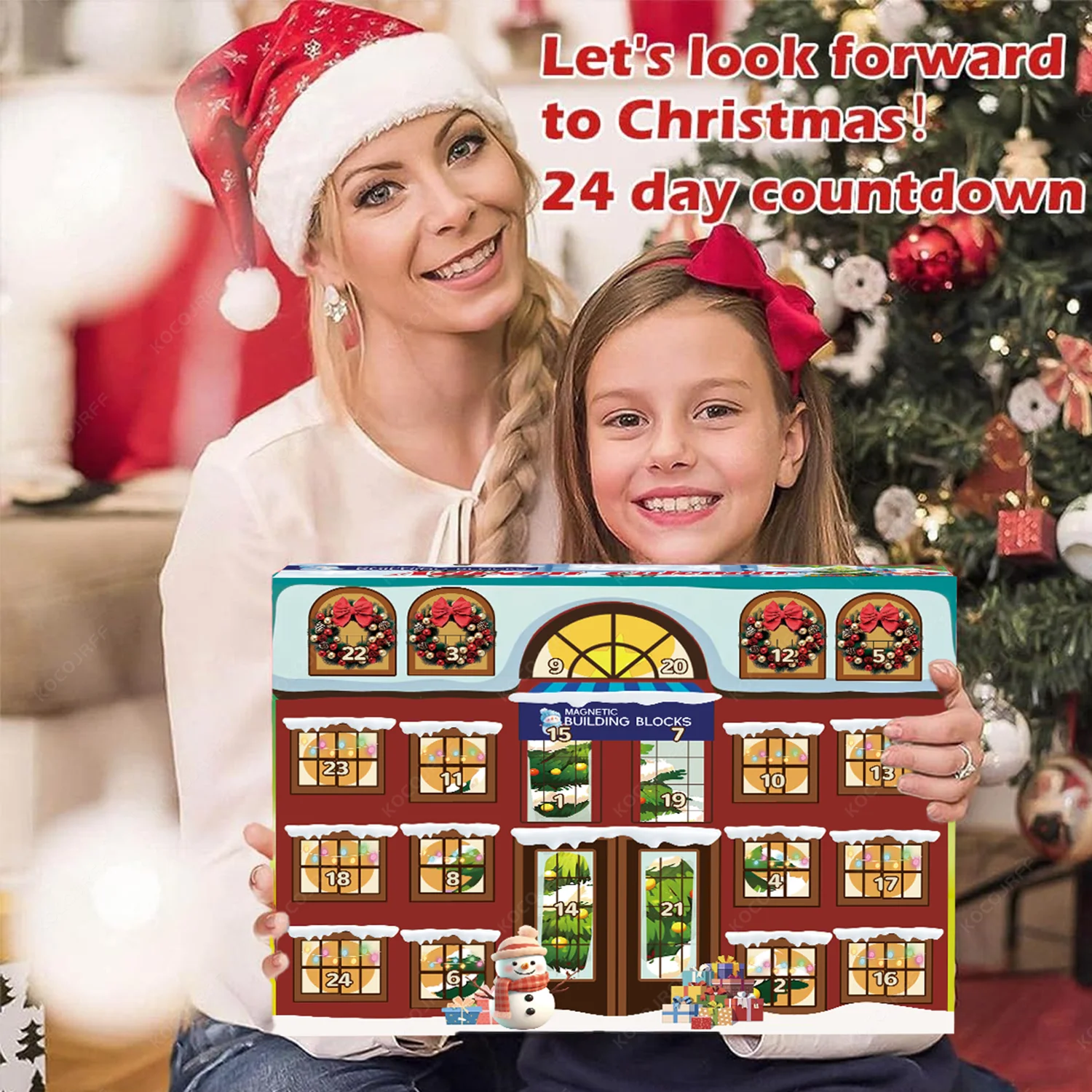 adventskalender kerst magnetische bouwsteen speelgoedset, educatieve puzzelspel geschenkdoos voor kinderen, geschikt voor verjaardagen,