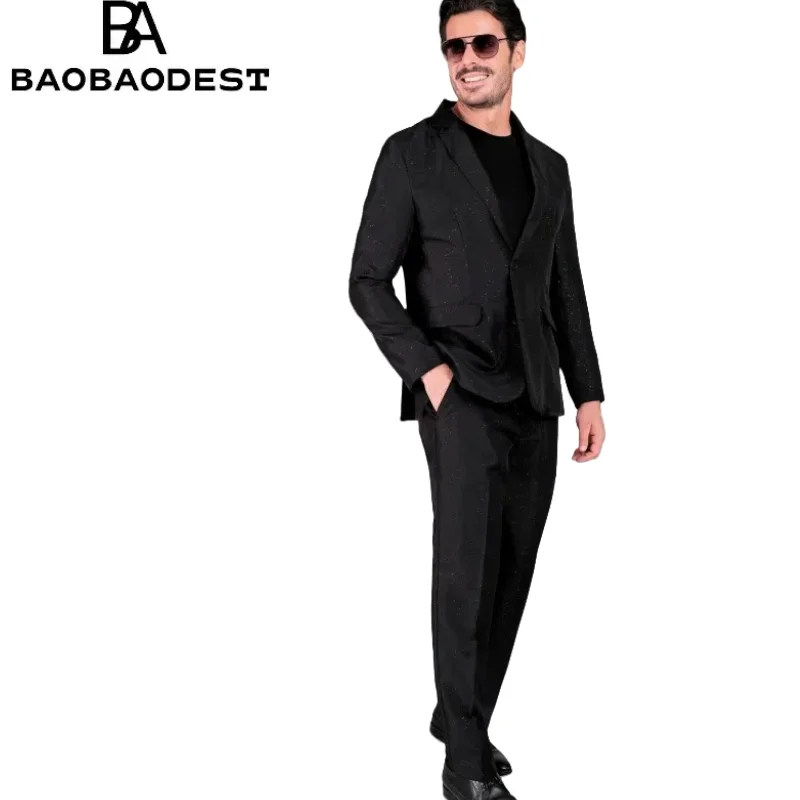 

Men's 2-picec Stylish Party Suit Set - Fashion Blazer & Pants Costume for Showmen, Carnival, Cosplay, Stage & Halloween Events