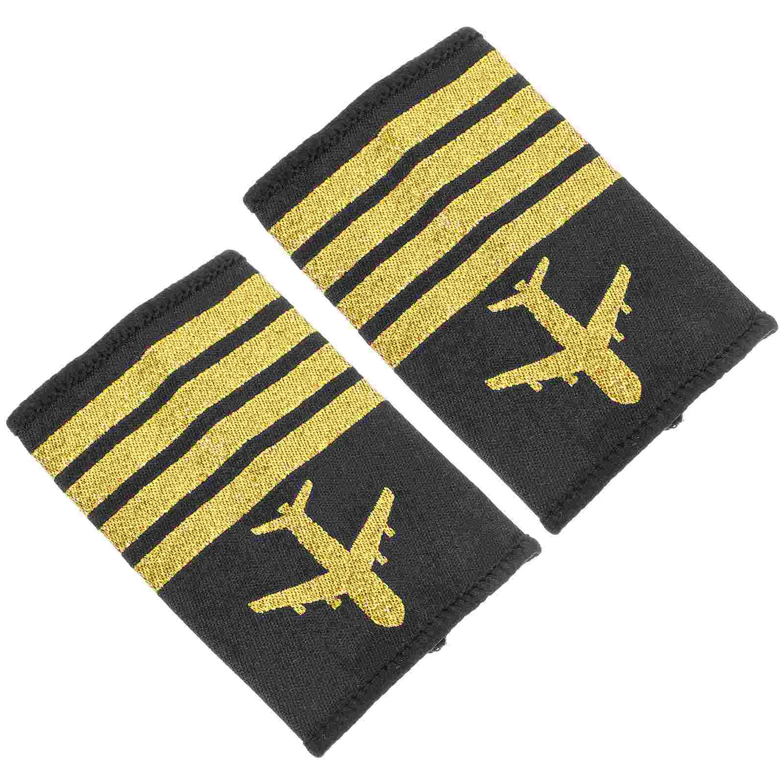 Charreteras de piloto de 2 piezas para hombres, placas de hombro de capitán, uniforme, avión vacío, espacio impresionante, decoraciones de cinta, disfraz