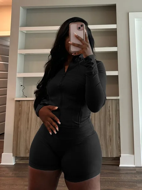 Sporty Shorts Outfit Set Sexy Women Skinny Two Pieces Club Matching Set – view 2