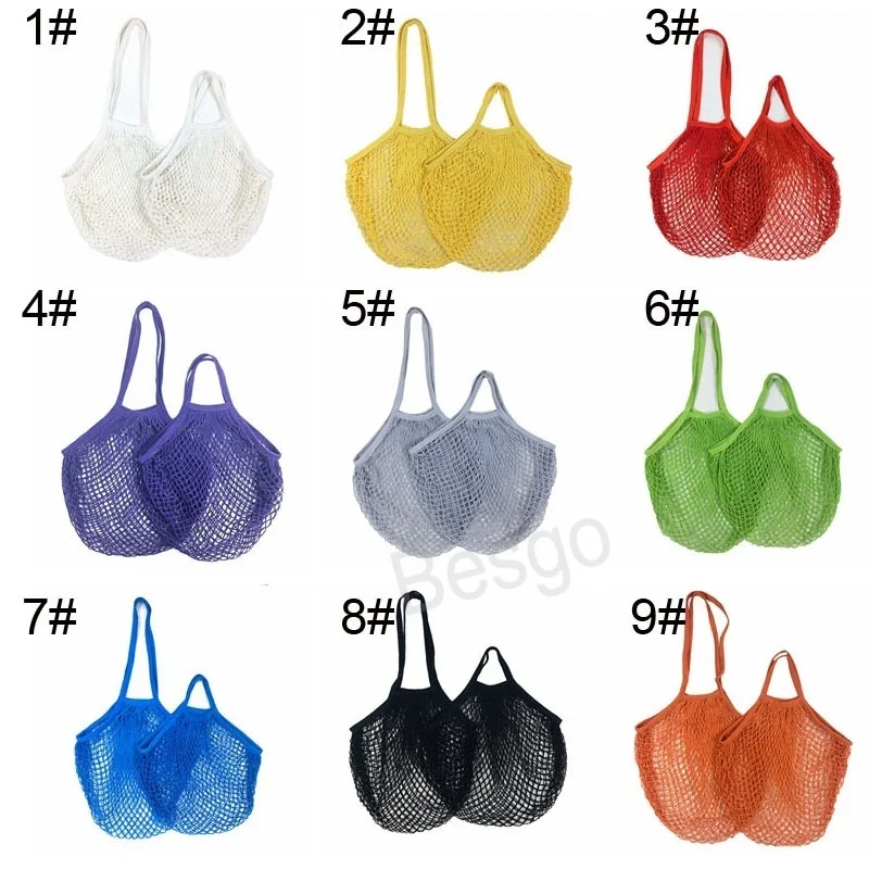 

Cotton Mesh Net Handbags Vegetable Fruits Shopping Bag Reusable Hollow Out Storage Pouch Household Grocery Storage Bags