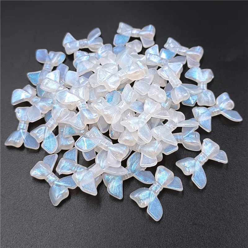 10Pcs Acrylic Creative AB White Bowknot Flower Leaf Loose Beads DIY Pendants for Jewelry Making Accessories Bracelet Earrings