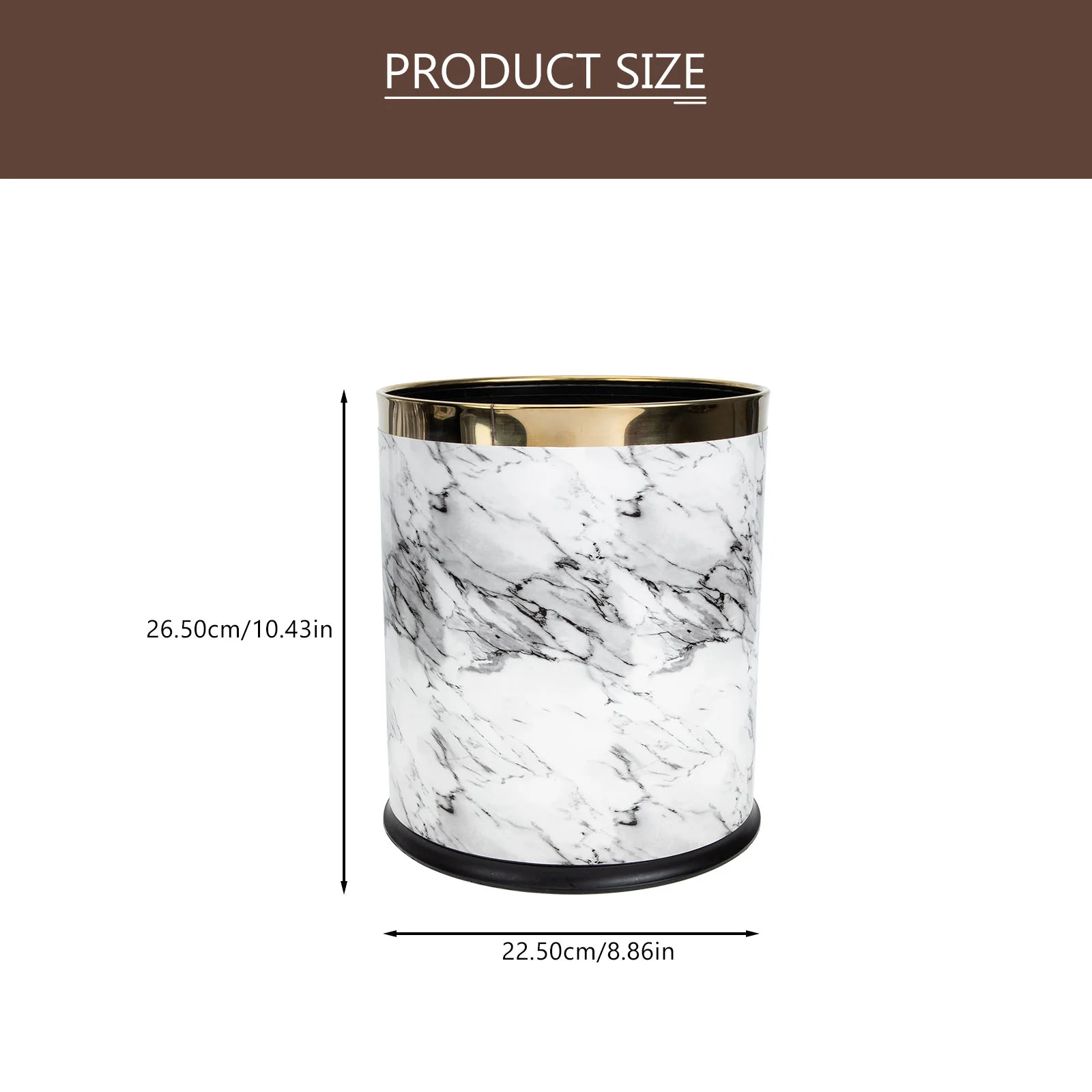 Marble Trash Can Office Round Garbage Car Waste Bin Plastic Paper Basket Container