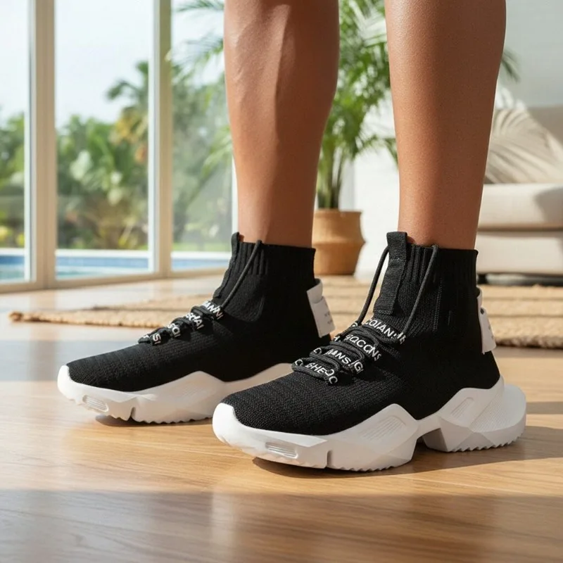 

Men Sneakers Shoes Mesh Casual Sneakers Men Platform Shoes Lightweight Comfortable Lace Up Man's Walking High Top Sneakers Men