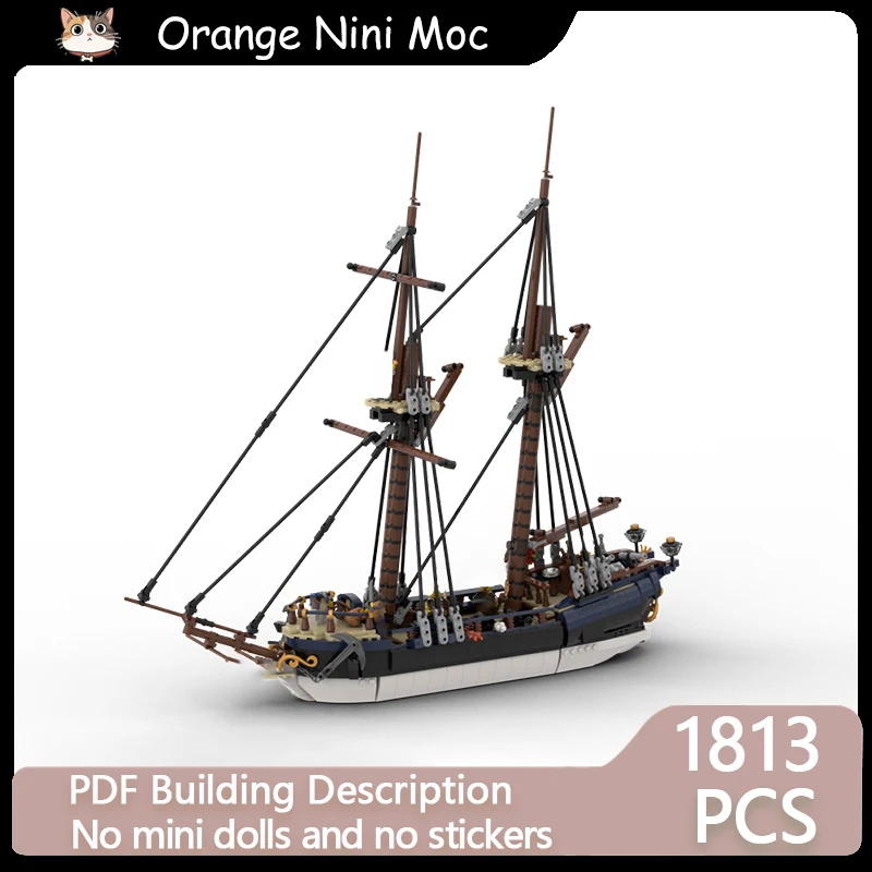 

Military Boat Model MOC Building Bricks Pirate Longitudinal Sailboat Modular Technology Gift Holiday Assemble Children Toys Suit