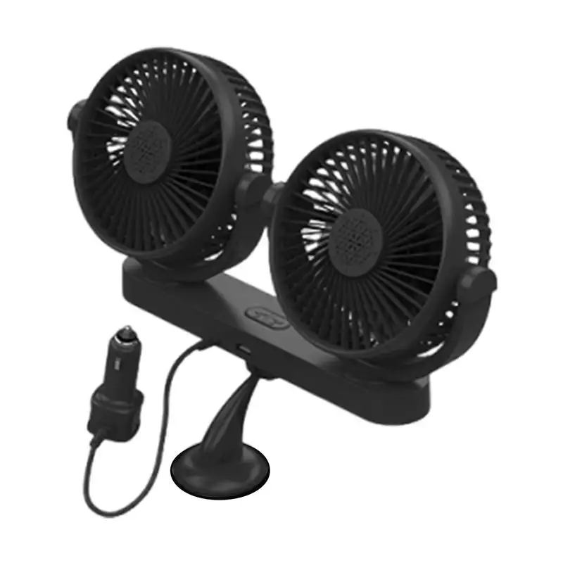 

USB Fan For Car Double Head USB Fan Car Accessories Cool Gadgets 3 Speeds 360 Degree Rotatable Air Circulation Vehicle