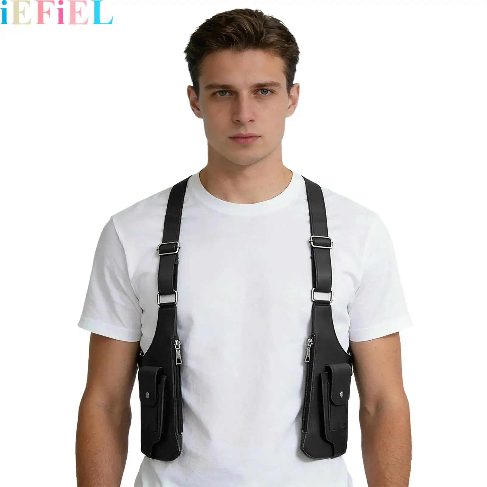 

1Pcs Men Double Shoulder Armpit Bag Adjustable Shoulder Straps Bag for Multi-pocket Outdoor Sports Bag