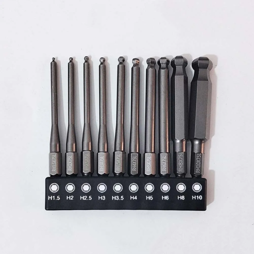 Ball End Hex Screwdriver Bits Set 100mm Ball Head Screwdriver Bit 1/4 Inch Hex Shank Magentic, Hand Tools