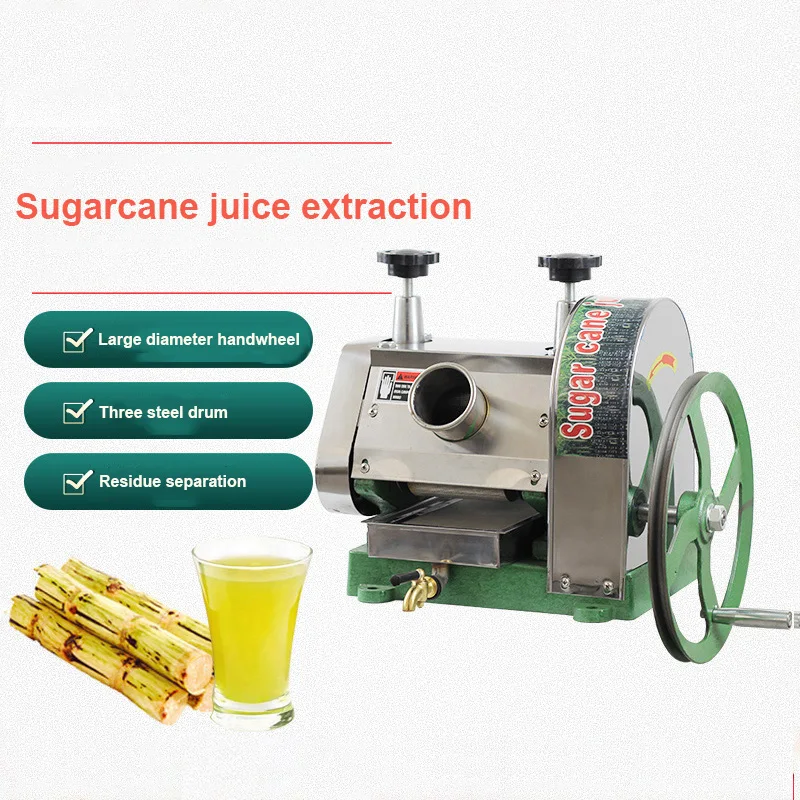 Small Commercial Hand-Operated Cane-Juice Squeezer Household Juicer Stall Sugar Cane Juice Press Stainless Steel