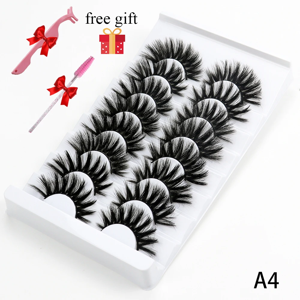 5/8 Pairs Faux Mink Eyelashes Fluffy Natural False Eyelashes 3D Dramatic Makeup Eyelash Reusable Handmade Lashes wholesale