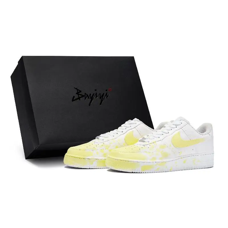 【Customize】Nike Air Force 1 Skateboarding Shoes Men Low-top Yellow/White Sneakers shoes CW2288-111