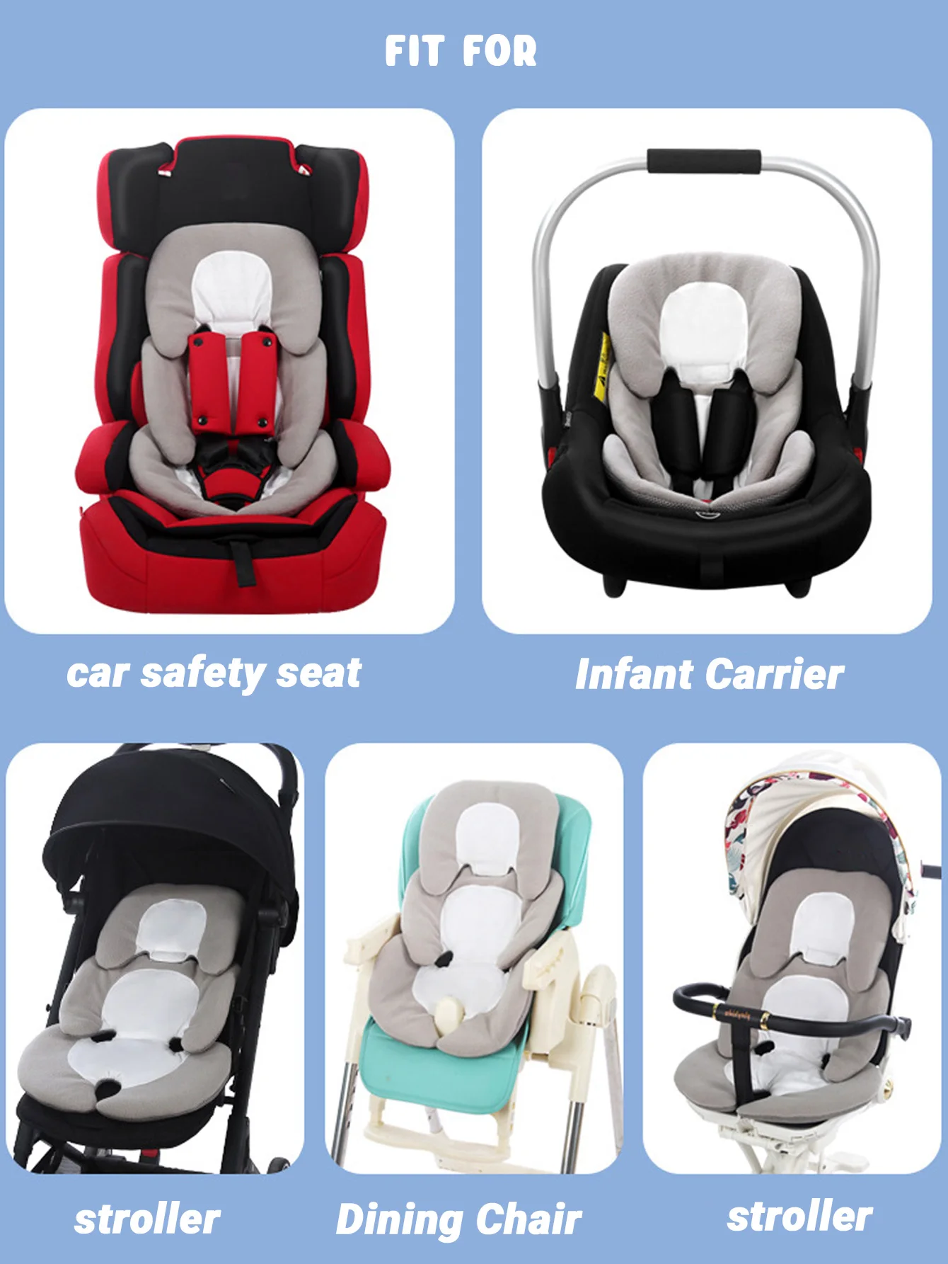 Detachable baby Stroller Cushion Infant Car Seat Insert Head Body Support Pillow Pram Thermal Mattress Mesh Breathable Liner Mat