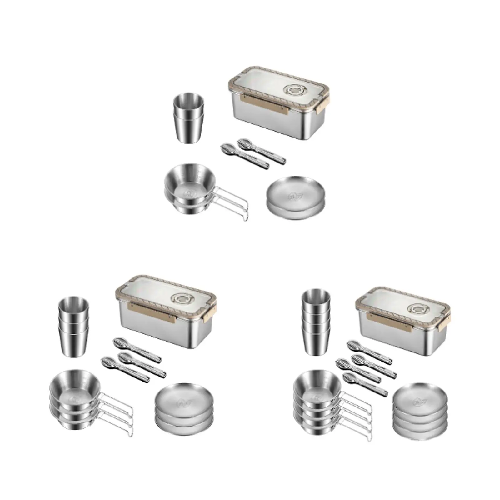 

Набор посуды для кемпинга, посуда для приготовления пищи, нержавеющая сталь, легко чистящиеся принадлежности, органайзер для столовых приборов для пеших прогулок, пикника, барбекю