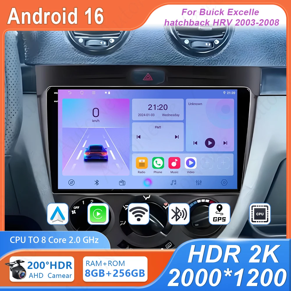 

Android-магнитола для Buick Excelle хэтчбек HRV 2003-2008 с GPS-навигацией, без DVD, 2DIN, мультимедийный плеер, 4G, Wi-Fi, Bluetooth, автомобильная камера
