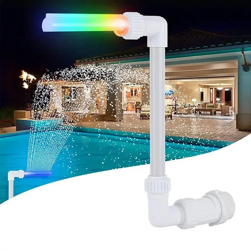 Swimming Pool Fountain Sprays Colorful  Lights Pool Waterfall Fountains Outdoor Swimming Pool Spa Pond Waterfall Decoration