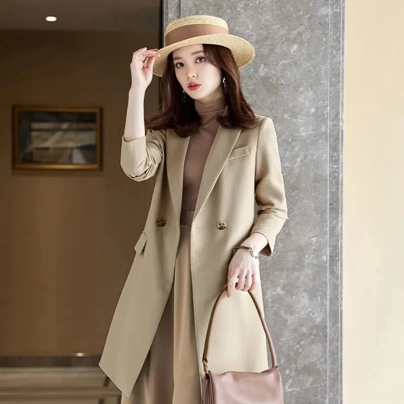 Spring Autumn Women's Jacket 2023 New Ladies Formal Jacket Long Blazer Female Outerwear Chic Tops Lady Suit Casaco Feminino 4XL