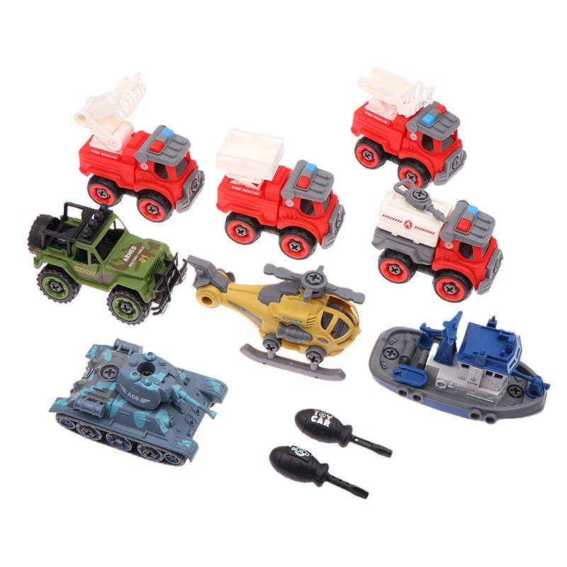 

1 Set DIY Construction Truck Farm Toys Screw Helicopter Take Apart Vehicle Toy Build Car For Boy Kid Building Blocks Gift