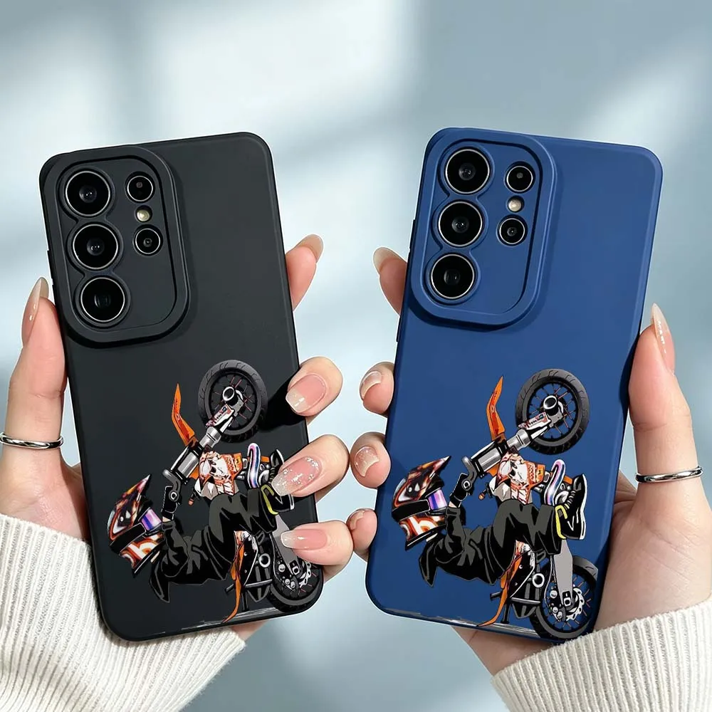 Cartoon Motocross Stunt Rider For Samsung Galaxy S26 S25 S24 S23 S22 S21 A55 A54 A35 A15 Ultra FE Plus Phone Case Cover