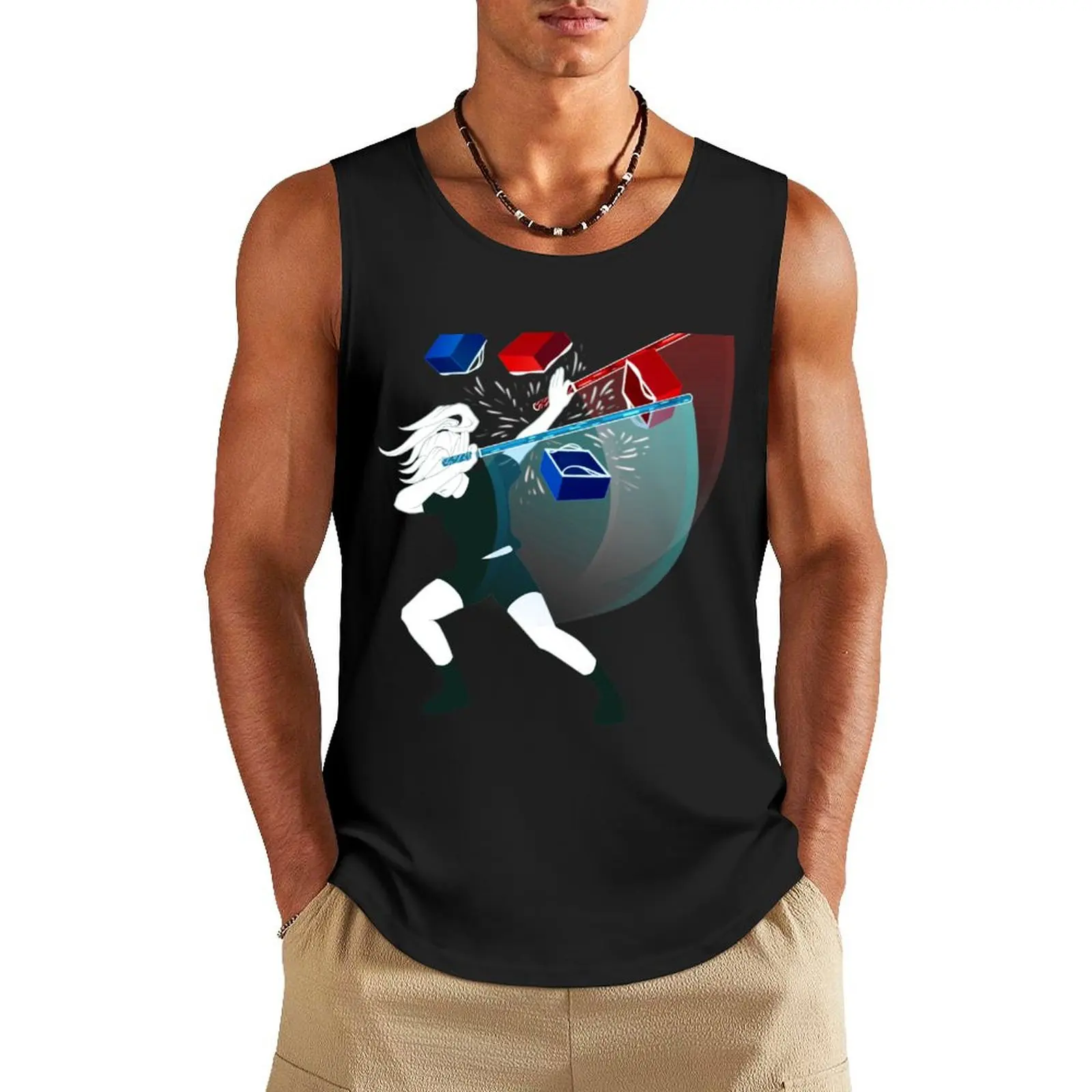 

Beat Saber Girl - Meme Edition Tank Top t-shirt gym man Vest T-shirt men fitness clothing for men