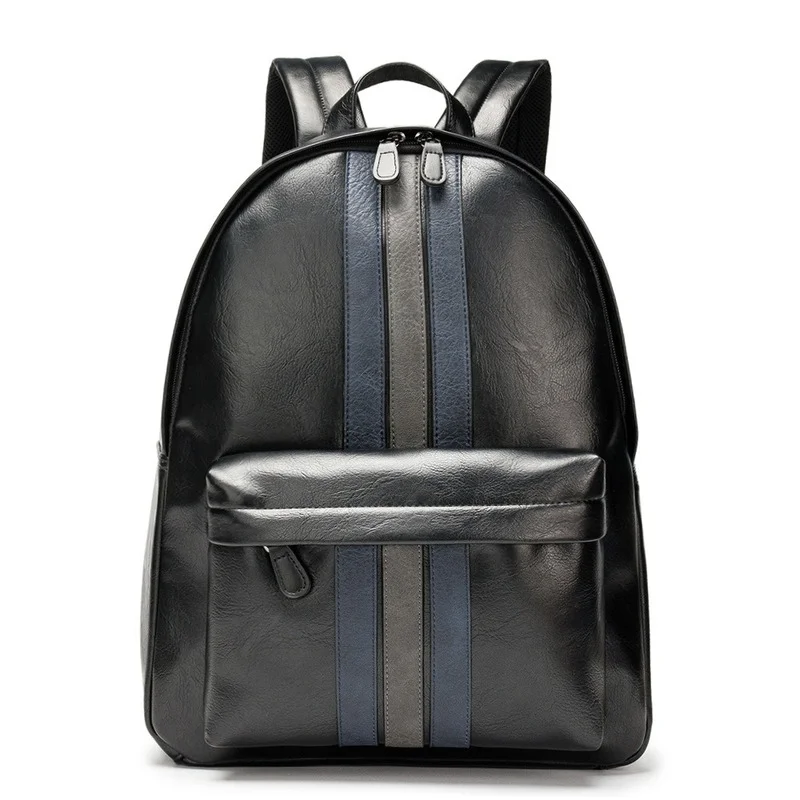 Fashion Striped Backpack Men High Quality PU Leather Men\'s Backpack Luxury Business Laptop Backpack Male Travel Sport Backpacks