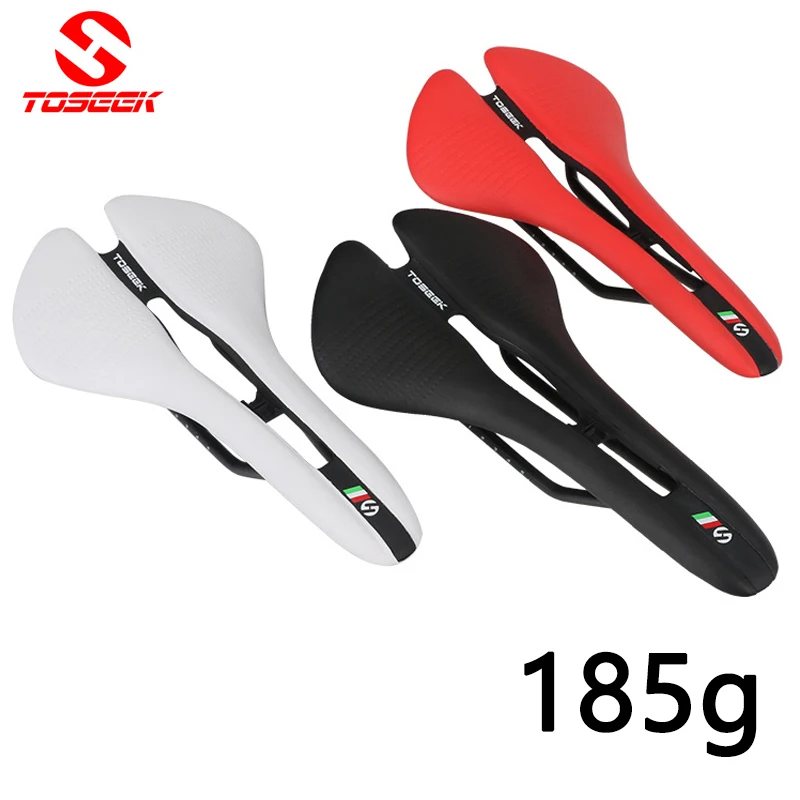 TOSEEK MTB Road Bike Saddle Ultralight 185g Racing Seat Hollow Ergonomic Design Cr-mo Seat Rail Saddle Bicycle Parts 7 Colors