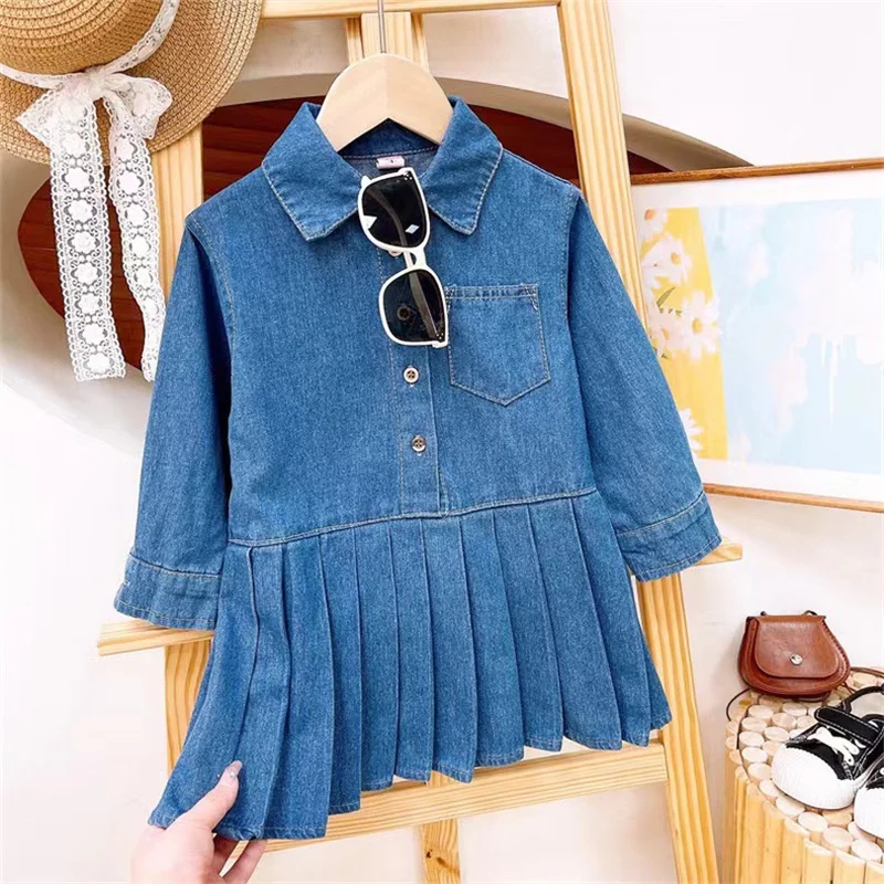 Girl Dress Kids Baby Party Birthday Evening Gown Cotton 2024 Jean Spring Autumn Outfits Toddler Beach Flower Girl Dress Children