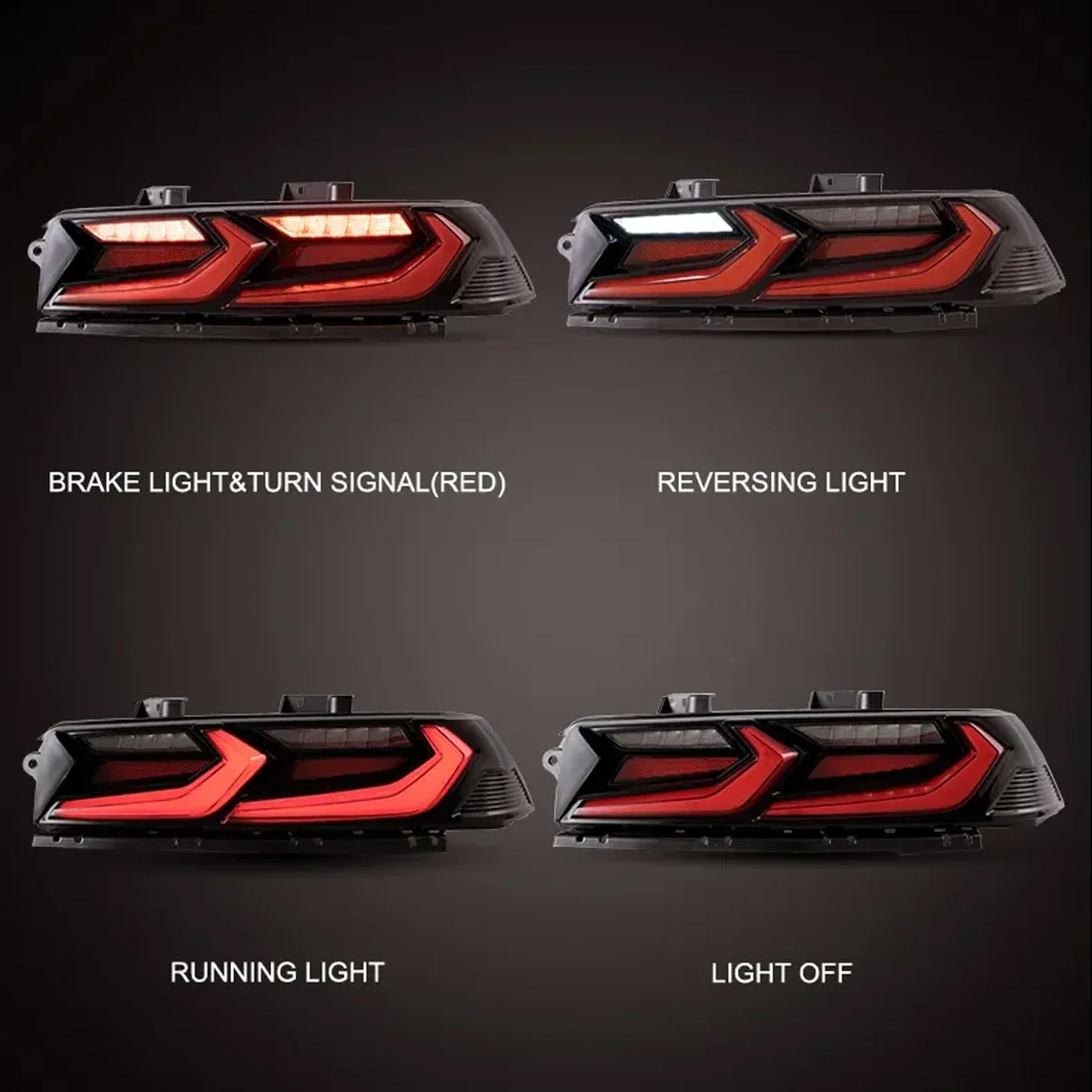 Auto Accessories LED Tail Lights ASsembly 5th Gen Full LED Corvette C8 Style Taillights Rear Lamp Camaro 2014 2015