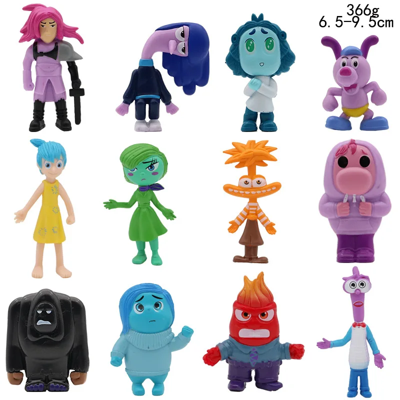 12Pcs/Set Inside Out 2 Figures Anxiety Envy Model Doll Toy PVC Ennui Joy Sadness Anger Fear Envy Action Figurines Kids Gift