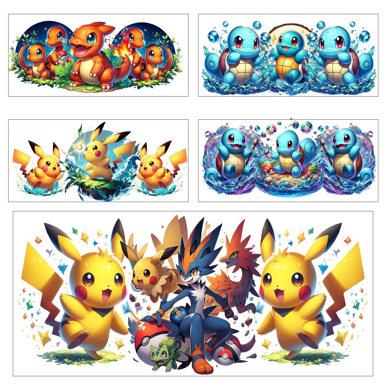 

Japan Anime Pocket Monster series easy peel waterproof DIY Decals 3D transfers uvdtf tumbler sticker 16oz uv dtf cup wraps