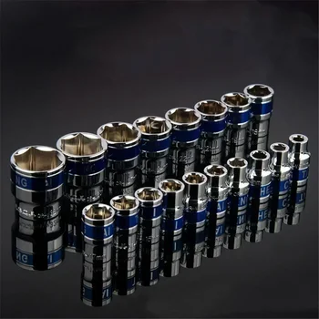 8-36mm CR-V Staal Anti-roest Behandeling Ratelsleutel Socket 1/2 Inch Blauw Drive Korte Hex sockets Moer Verwijderen