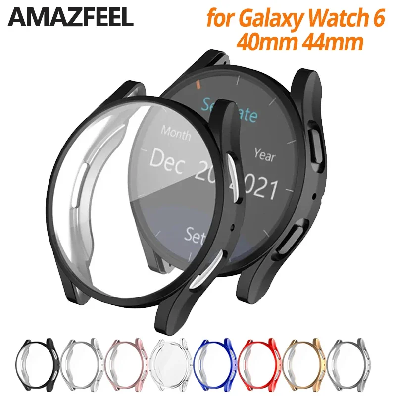 50 Pcs/Pack TPU Case for Samsung Galaxy Watch 6 40mm 44mm Protective Bumper Galaxy Watch 6 Screen Protector Film Cases Cover