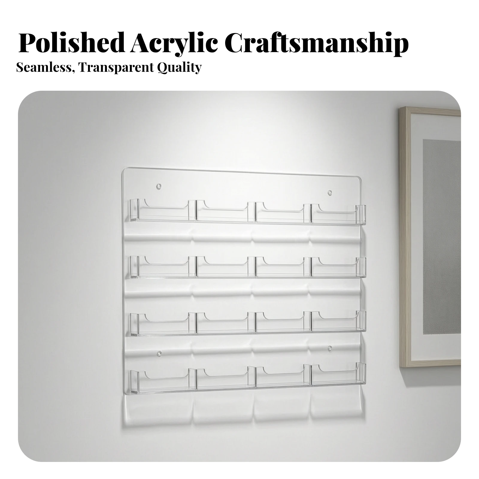 Wall-Mounted Organizer with Pockets Large-Capacity Wall Business Card Display Acrylic Business Card Holder Long-Lasting Sturdy