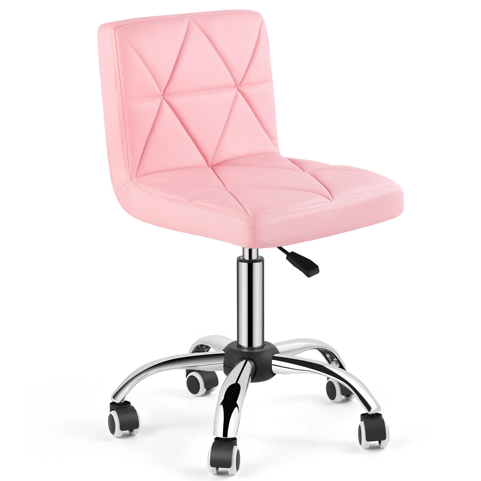 

Height Adjustable Armless Rolling Desk Task Chair PU Stool HomeOffice 360°Swivel