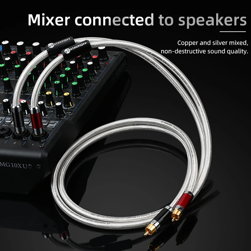 

ATAUDIO HiFi 6.5mm to RCA Audio Cable OCC Mixed Silver Hi-end Dual 6.5 Jack to 2RCA Male Cable for Amplifier DAC Sound Card