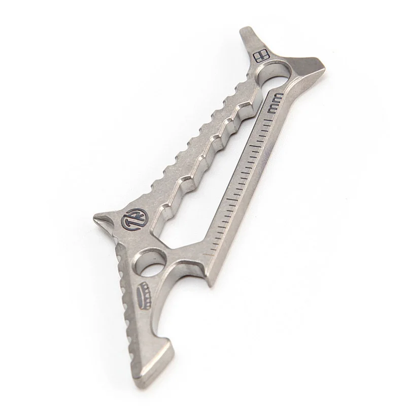 Titanium Alloy Crowbar Shark Shape EDC Multifunctional Hexagon Wrench Bottle Opener Phillips Straight screwdriver Ruler Keychain