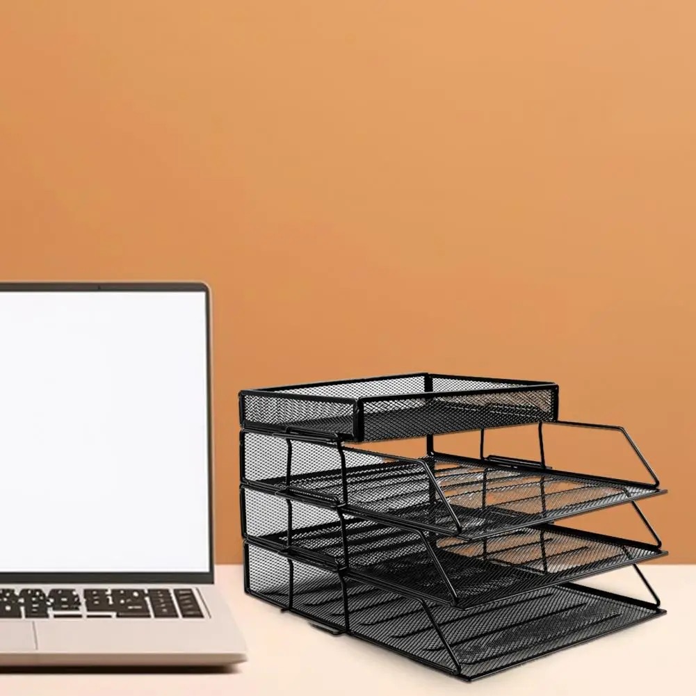 Destacável Mesh Desk Organizer com camadas removíveis, Mesh File Rack, Office Workspace Organization, Notebook e Carta