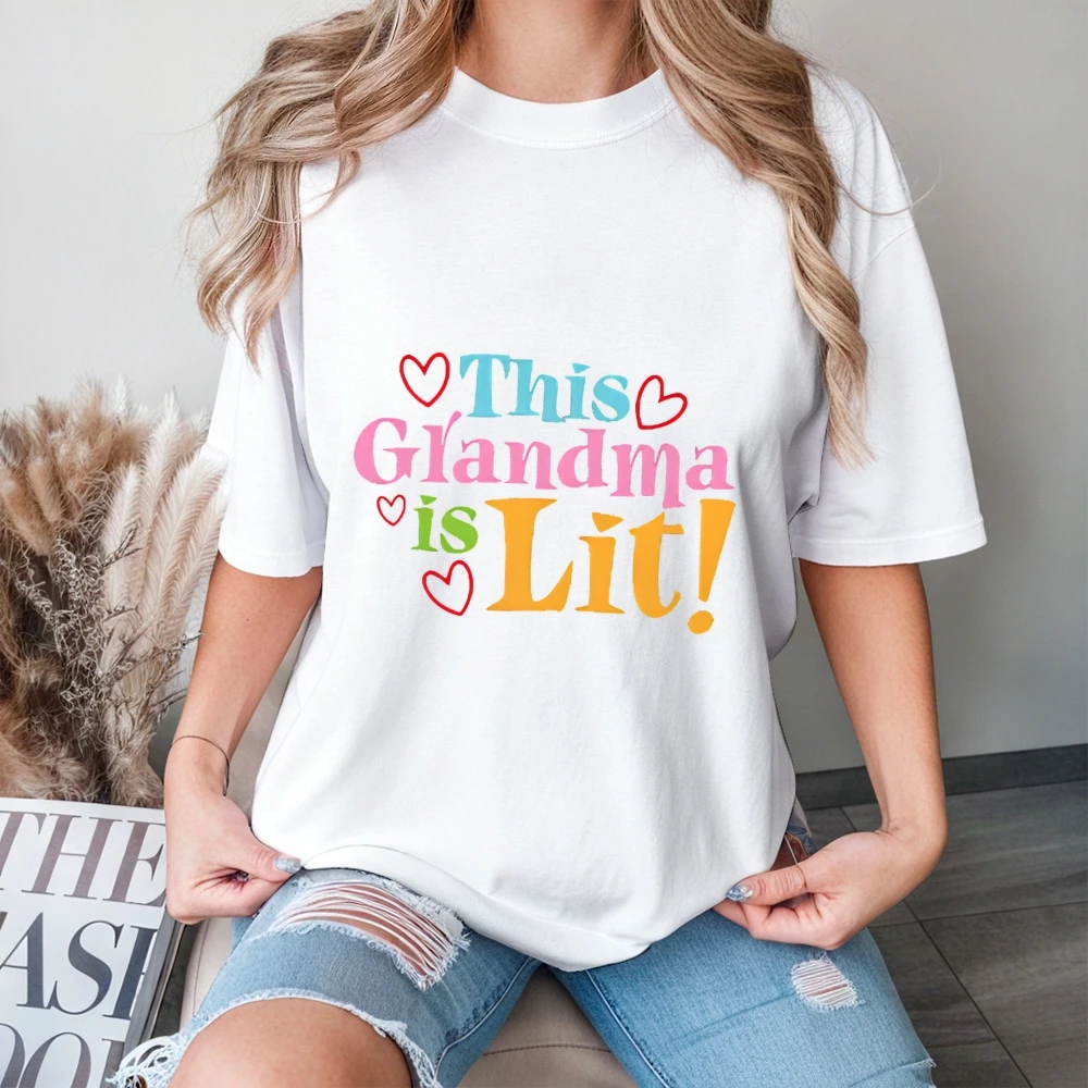 

This Grandma Is Lit Cute Style Graphic Shirt Trendy Comfort Color For Women Men Full Cotton Breathable Summer Top