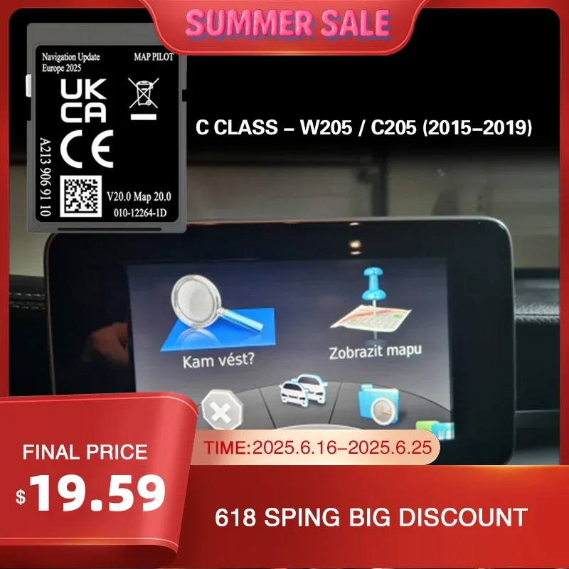

A213 V19 для Mercedes C CLASS-W205/C205 2015-2019 навигационная SD-карта GPS 32 ГБ карта