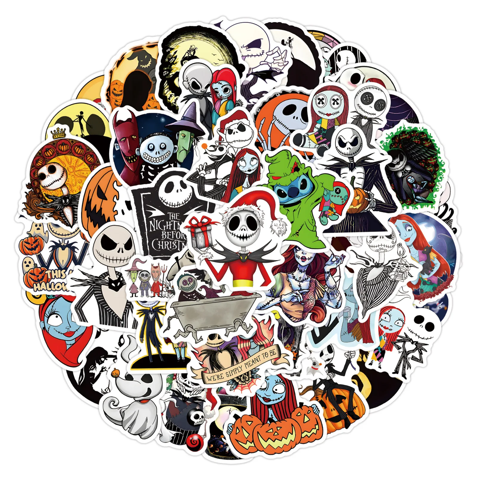 60 Stück Halloween Cartoon The Nightmare Before Christmas Dekorations-Handbuch Schreibwaren Tasse Computer Wasserdichte Aufkleber – Detail 14